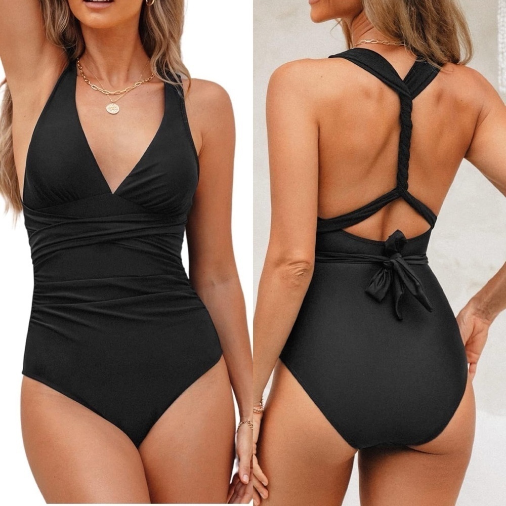 CUPSHE Women's One Piece Swimsuit Wide Strap
Wrapped Self Tie Size Medium NWT